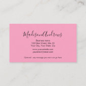 Roze Professioneel Elegant Stijlvol Visitekaartje (Achterkant)