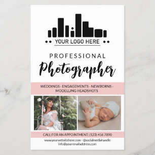 Roze Professionele Fotograaf Uw Logo Flyer