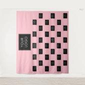 Roze professionele zakelijke Logo Wandkleed (Voorkant)