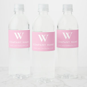 Roze Promotioneel Zakelijk Bedrijfslogo Monogram Waterfles Etiket