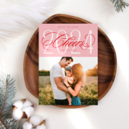 Roze Proost 2024 Kerstvakantie fotokaart Feestdagenkaart