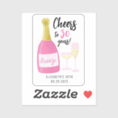 Roze Proost op 30 jaar bubbelig 30e verjaardagsfee Sticker (Vel)