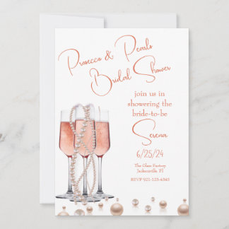 Roze Prosecco en Parels Vrijgezellenfeest Kaart