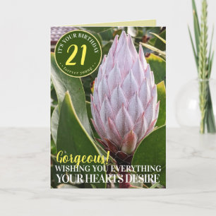 Roze Protea Bloem Verjaardagskaart Kaart