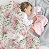 Roze Protea Bloemen Meisjes Custom Fleece Deken