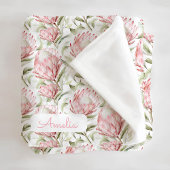 Roze Protea Bloemen Meisjes Custom Fleece Deken