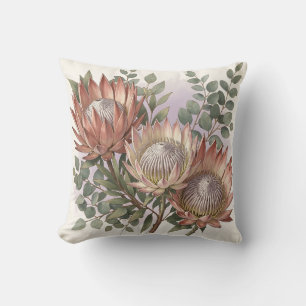Roze Protea Eucalyptus Botanische Compositie Kussen