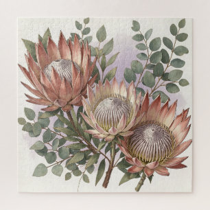Roze Protea Eucalyptus Botanische Compositie  Legpuzzel