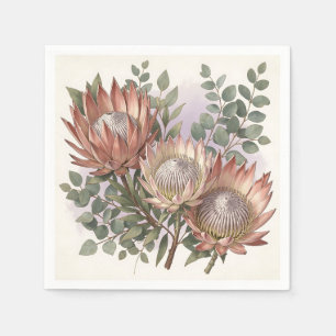 Roze Protea Eucalyptus Botanische Compositie Servet