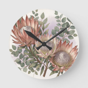 Roze Protea Eucalyptus Botanische Schikking  Ronde Klok