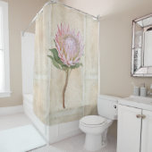 roze protheevloer Fern Damask Tan Pattern Douchegordijn (In situ)