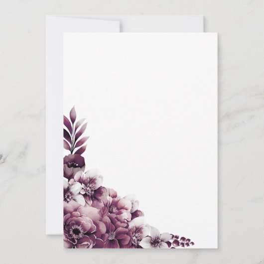 Roze Pruim Bloemige Trouwreceptie Kaart (Achterkant)