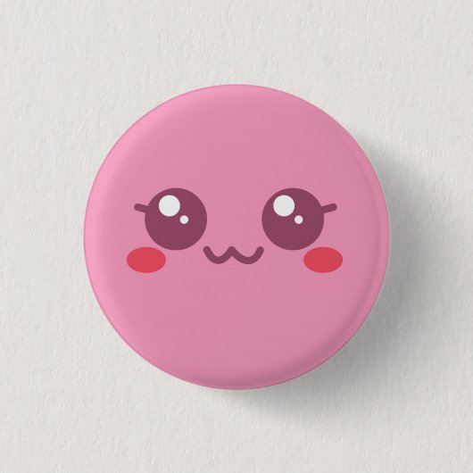 Roze Puff Face Button Vers 2 (Voorkant)