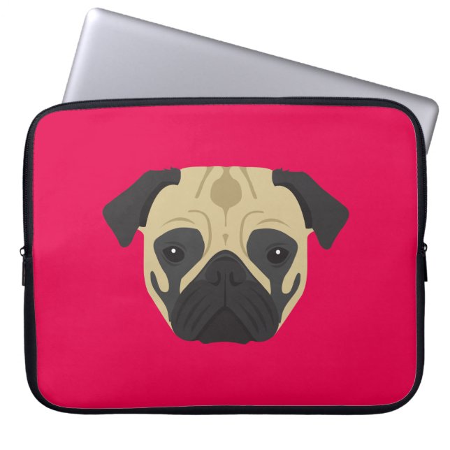 Roze Pug Laptop Sleeve (Voorkant)