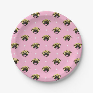 Roze Pug Papieren Borden Bordje