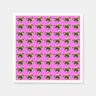 Roze Pug Patroon Papieren Servetten