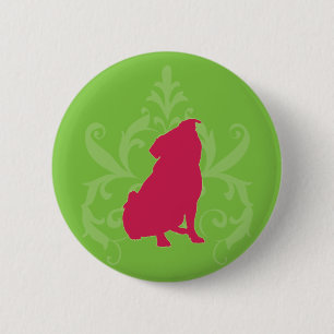 Roze Pug Ronde Button 5,7 Cm
