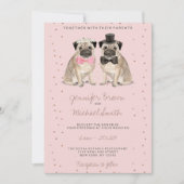 Roze Pug waterverf bruiloft Kaart (Voorkant)