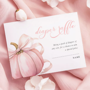 Roze Pumpkin Bow Baby shower Luier Raffle Informatiekaartje