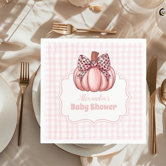 Roze Pumpkin Bow Girl Baby shower Servet