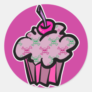 roze punk kruisingen ronde sticker