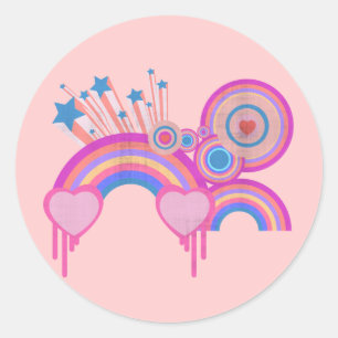 Roze Punk regenboogstralen en spiraalvormige drade Ronde Sticker