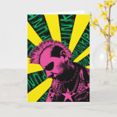Roze Punk Rock Kaart (Gele Bloem)