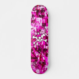 Roze Punk Skull Skateboard