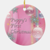 Roze Puppies eerste kerstboomornament voor honden Keramisch Ornament (Achterkant)