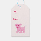 Roze puppy cadeaulabel (Achterkant)