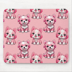 Roze Puppy Dog Patroon Design - Roze Muismat