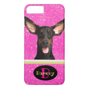 Roze Puppy Hondenliefhebber Aangepaste Fotonaam & iPhone 8 Plus / 7 Plus Hoesje