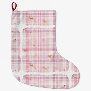 Roze Puppy Kerstsok met Kroontjes