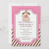 Roze Puppy Party Kaart (Voorkant)