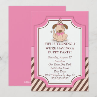 Roze Puppy Party Kaart