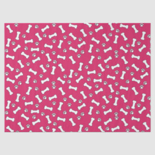 Roze Puppy Paw Prints en Botten Nieuwe Verjaardag Tissuepapier