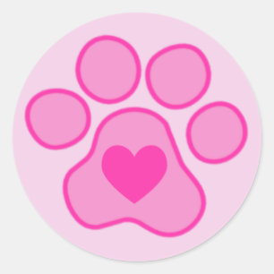 Roze Puppy Paws Hart Sticker