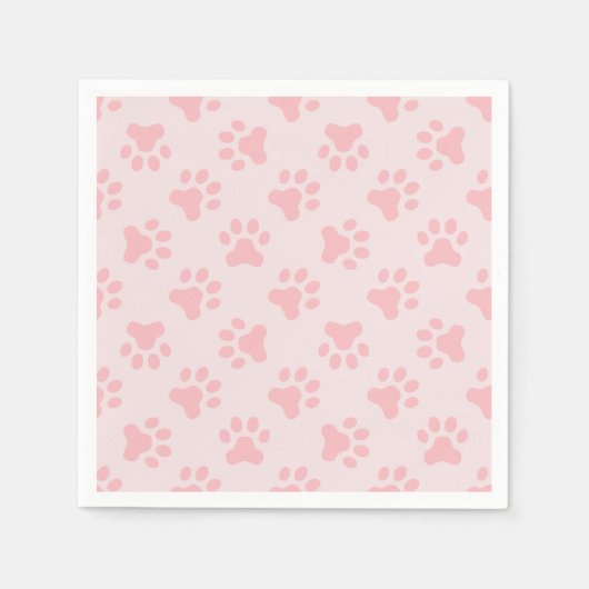 Roze Puppy verjaardagsfeestje servetten pootafdruk (Voorkant)