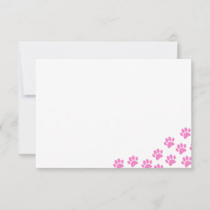 Roze Puppypootsafdrukken  Notitiekaartje