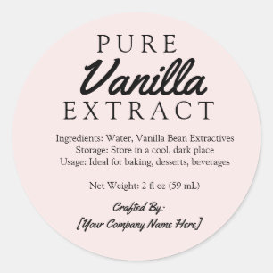 Roze Pure Vanille Extract Ingredienten Handgemaakt Ronde Sticker