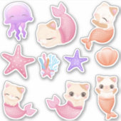 Roze purmaïde kattenmeisje sticker (Voorkant)