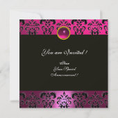 ROZE PURPER ZWART DAMASK MONOGRAM Amethist Fuchsia Kaart (Achterkant)