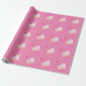Roze Purrfect Cat Cadeaupapier (Uitgerold)