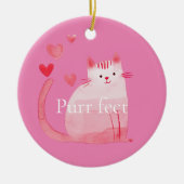 Roze Purrfect Cat Keramisch Ornament (Voorkant)