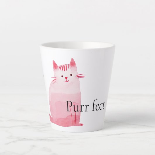 Roze Purrfect Cat Latte Mok (Voorkant)