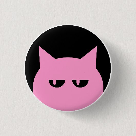 Roze Pussycat Pin Ronde Button 3,2 Cm (Voorkant)