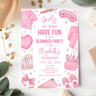 Roze Pyjama Slaapfeest Wellness Verjaardagsfeest Kaart