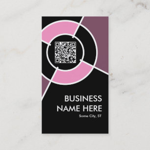 roze QR-code en logo doel Visitekaartje
