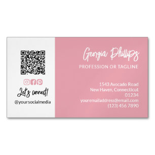 Roze QR-code foto sociale media pictogrammen Magnetisch Visitekaartje