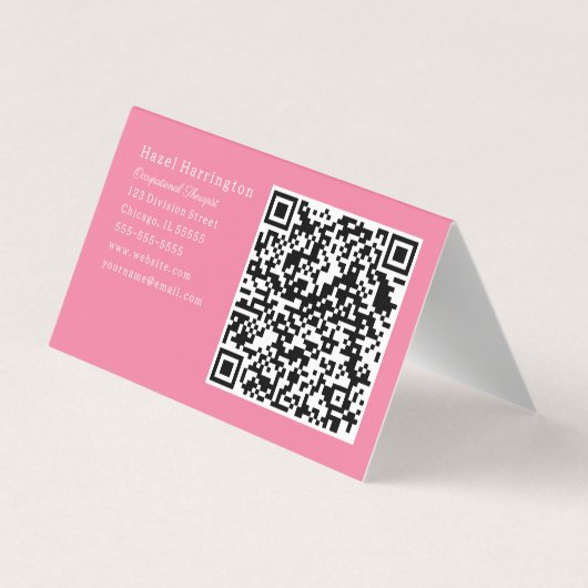 Roze QR Code Gevouwen Visitekaartjes Eenvoudige Bl (Achterkant)
